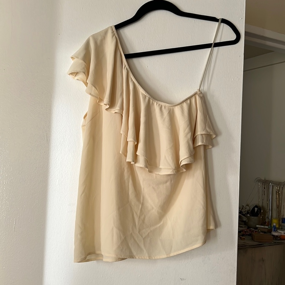 Cream One Shoulder Top